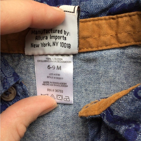 3pc NWOT 6-9month brown pants +2 collar button up match onesies w/attach bow tie - Picture 3 of 12